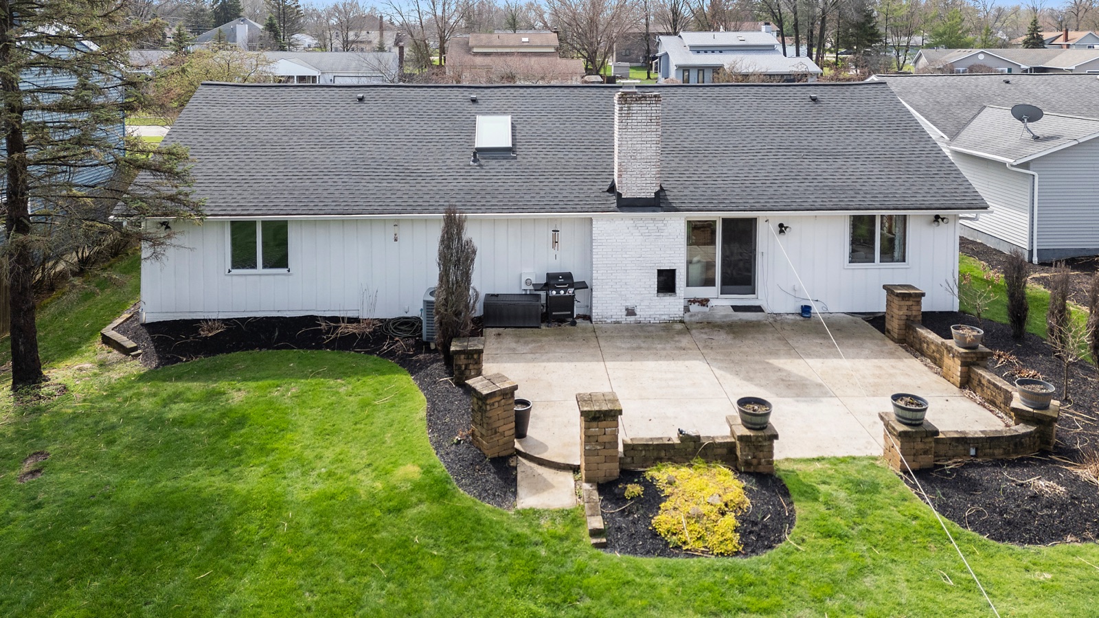 Aerial backyard and patio